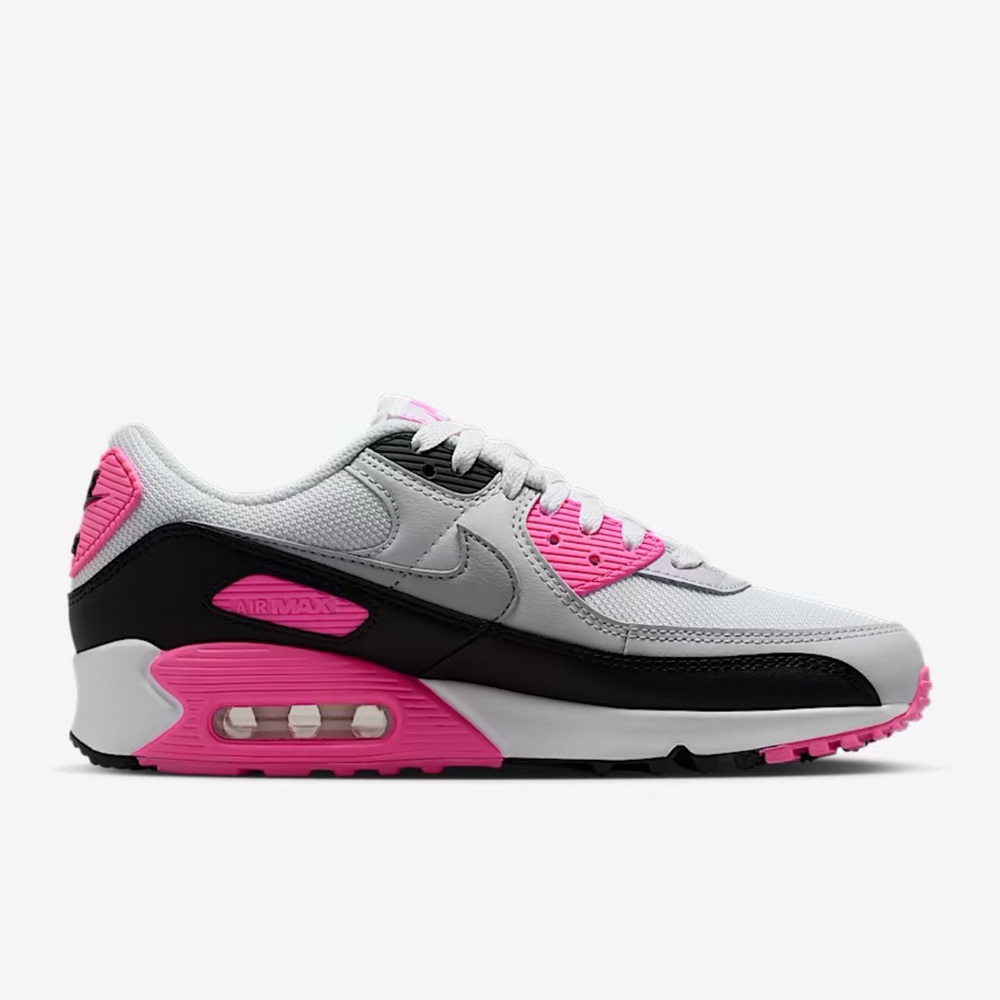 Nike Women's Air Max 90 Black and Pink Sneakers
